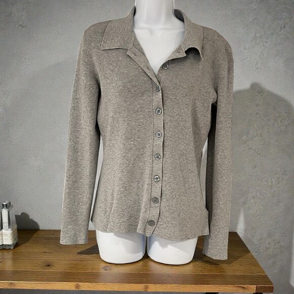 Michael Kors Grey Collared Polo Sweater Size Large - Picture 3 of 10